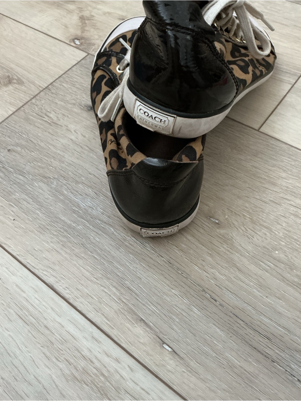 Coach Leopard Print Low-Top Sneakers in Brown and Black - Picture 4 of 6